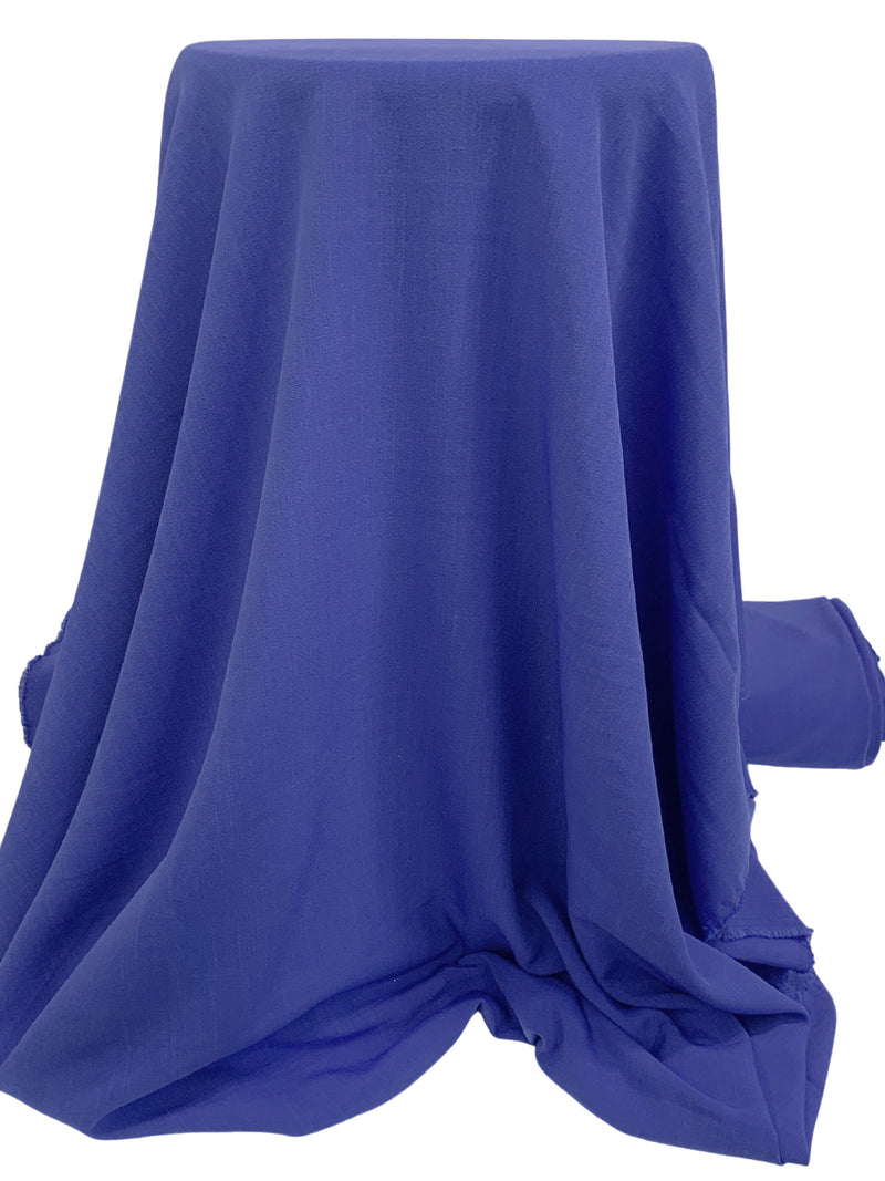 Cobalt Blue Polyester/Lycra Fine Crepe Suiting - Famous Dress Designer - 58W