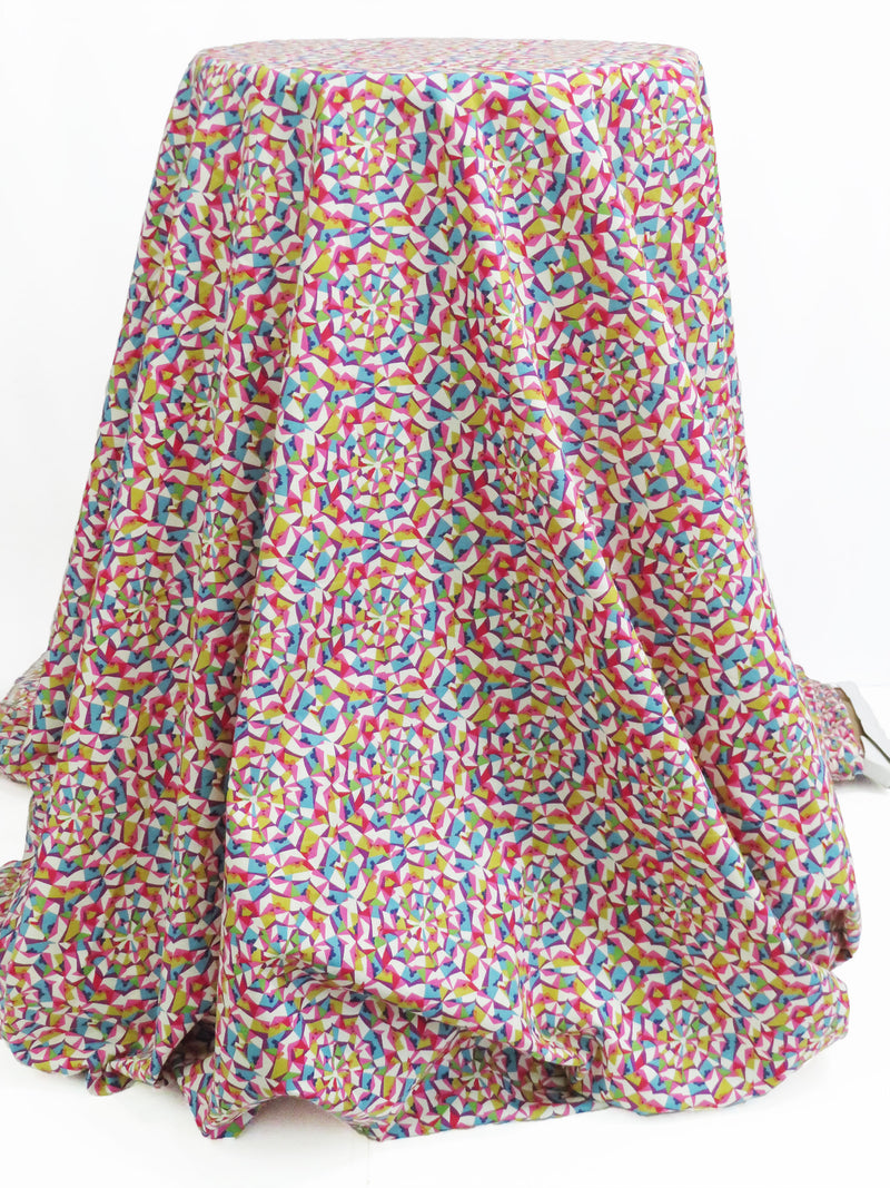 Fruit Punch Pink/Olive/Pacific Blue/Multi 100% Cotton "Poppy's Patchwork" Print Tana Lawn - Liberty Of London - 52W