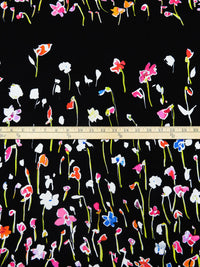 SOLD BY THE PANEL ONLY - Black/Hot Pink/Lemon-Lime/Multi Nylon/Lycra Artistic Floral Print Swim/Activewear Knit 58W