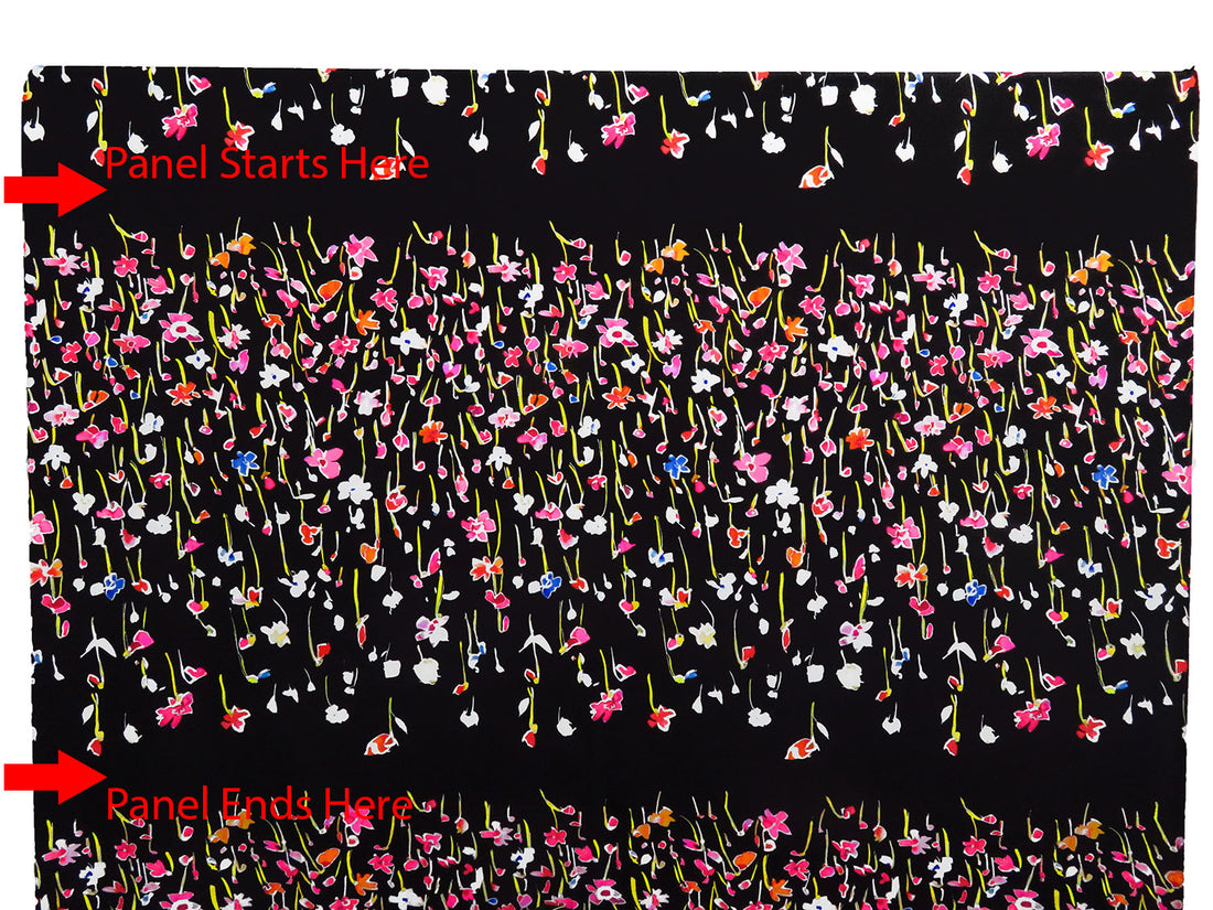 SOLD BY THE PANEL ONLY - Black/Hot Pink/Lemon-Lime/Multi Nylon/Lycra Artistic Floral Print Swim/Activewear Knit 58W