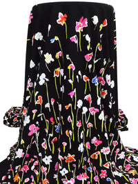 SOLD BY THE PANEL ONLY - Black/Hot Pink/Lemon-Lime/Multi Nylon/Lycra Artistic Floral Print Swim/Activewear Knit 58W
