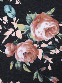 Copper Penny/Dark Charcoal/Moring Blue/Multi Polyester/Rayon/Lycra Floral Print French Terry Knit 58W