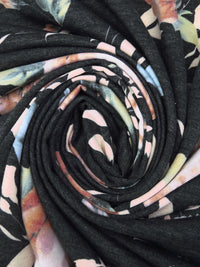 Copper Penny/Dark Charcoal/Moring Blue/Multi Polyester/Rayon/Lycra Floral Print French Terry Knit 58W