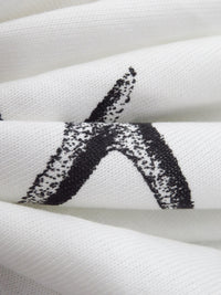 Warm White/Black 100% Cotton Starfish Print Jersey Knit 64W