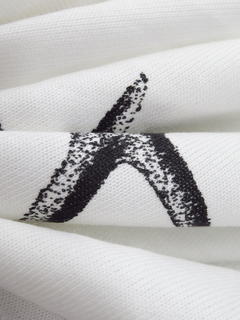 Warm White/Black 100% Cotton Starfish Print Jersey Knit 64W