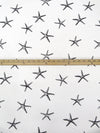Warm White/Black 100% Cotton Starfish Print Jersey Knit 64W