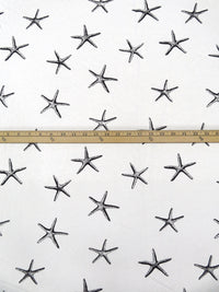 Warm White/Black 100% Cotton Starfish Print Jersey Knit 64W