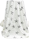 Warm White/Black 100% Cotton Starfish Print Jersey Knit 64W