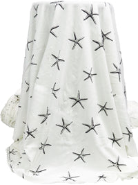 Warm White/Black 100% Cotton Starfish Print Jersey Knit 64W