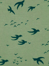 Dusty Asparagus/Deep Jungle Green 100% Rayon Various Bird Silhouette Print Jersey Knit 52W