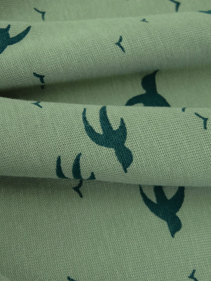 Dusty Asparagus/Deep Jungle Green 100% Rayon Various Bird Silhouette Print Jersey Knit 52W