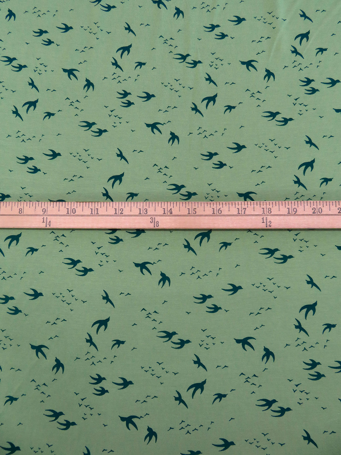 Dusty Asparagus/Deep Jungle Green 100% Rayon Various Bird Silhouette Print Jersey Knit 52W