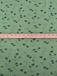 Dusty Asparagus/Deep Jungle Green 100% Rayon Various Bird Silhouette Print Jersey Knit 52W