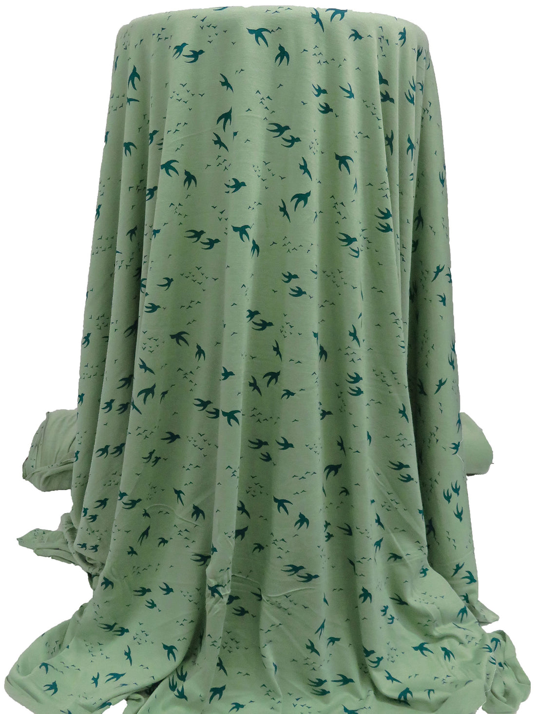 Dusty Asparagus/Deep Jungle Green 100% Rayon Various Bird Silhouette Print Jersey Knit 52W