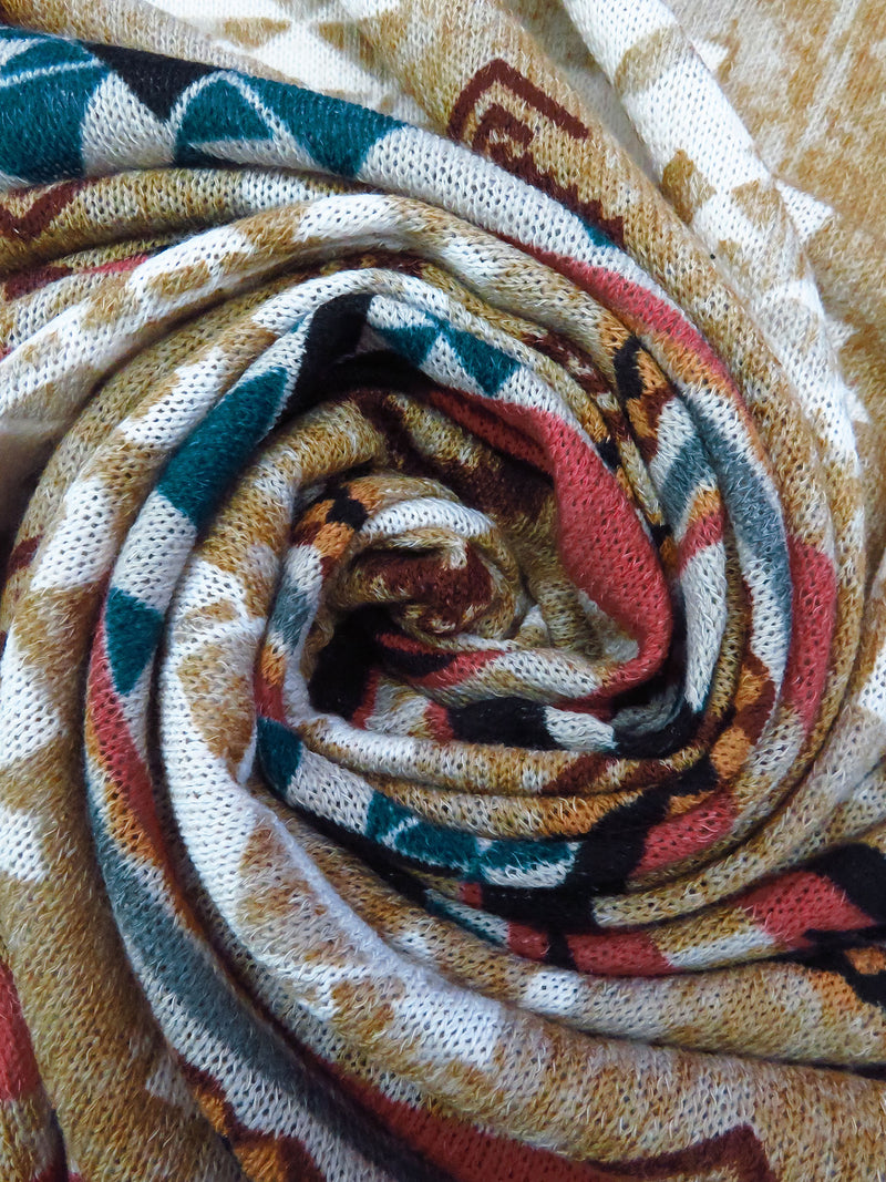 Willow Tea/Off-White/Rose Vale/Multi 100% Polyester Tribal Print Sweater Knit 52W