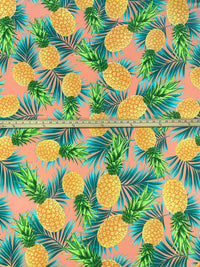 Mellow Apricot/Ocean Green/Marigold/Multi Polyester/Lycra Pineapples Print Double Brushed Knit 58W