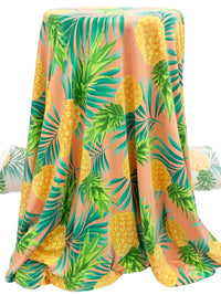 Mellow Apricot/Ocean Green/Marigold/Multi Polyester/Lycra Pineapples Print Double Brushed Knit 58W