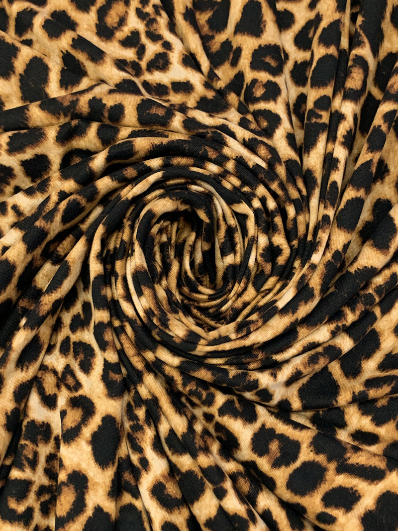 Golden Tan/Black/Wheat Polyester/Lycra Animal Print Double Brushed Knit 58W