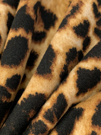 Golden Tan/Black/Wheat Polyester/Lycra Animal Print Double Brushed Knit 58W