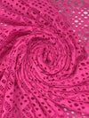 Brilliant Rose Pink Polyester/Lycra Diamond Design Lace Knit 56W