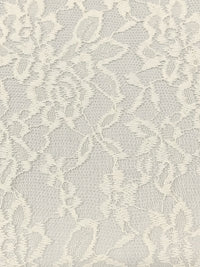 Ivory 100% Polyester Floral Embroidered Netting - Famous Dress Designer - 55W