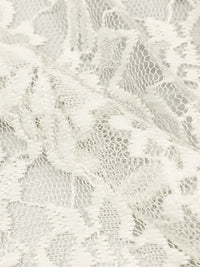 Ivory 100% Polyester Floral Embroidered Netting - Famous Dress Designer - 55W