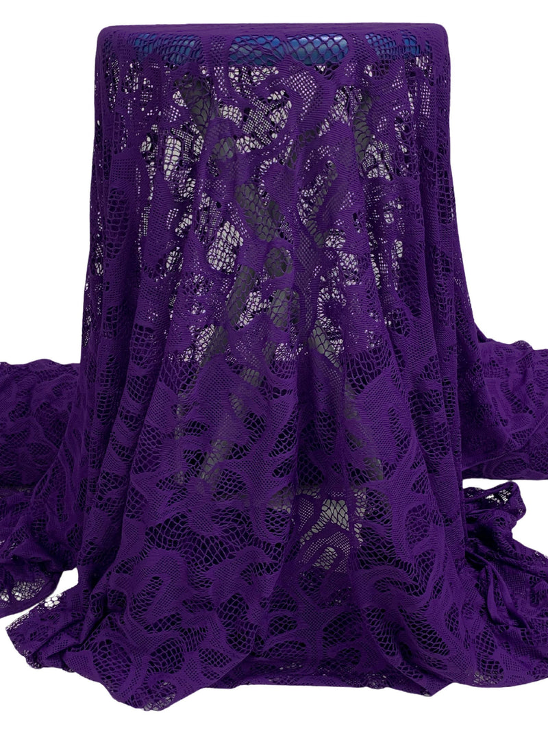 Royal Purple Polyester/Lycra Abstract Lace Knit 55W