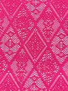 French Rose Pink Polyester/Lycra Ornate Diamond Lace Knit 53W