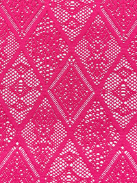 French Rose Pink Polyester/Lycra Ornate Diamond Lace Knit 53W