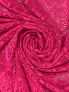 French Rose Pink Polyester/Lycra Ornate Diamond Lace Knit 53W