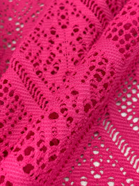 French Rose Pink Polyester/Lycra Ornate Diamond Lace Knit 53W