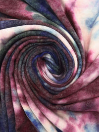 Lotion Pink/Berry/Dark Purple/Multi Polyester/Lycra Tie-Dye Print Brushed Sweater Knit 58W