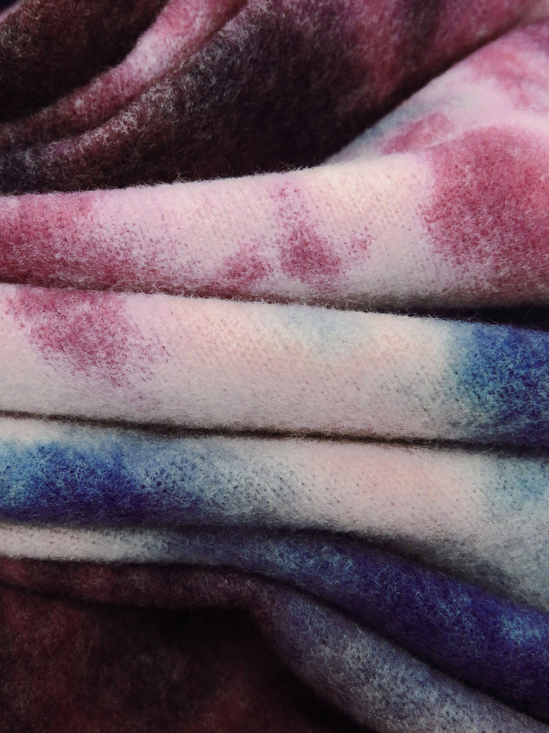 Lotion Pink/Berry/Dark Purple/Multi Polyester/Lycra Tie-Dye Print Brushed Sweater Knit 58W