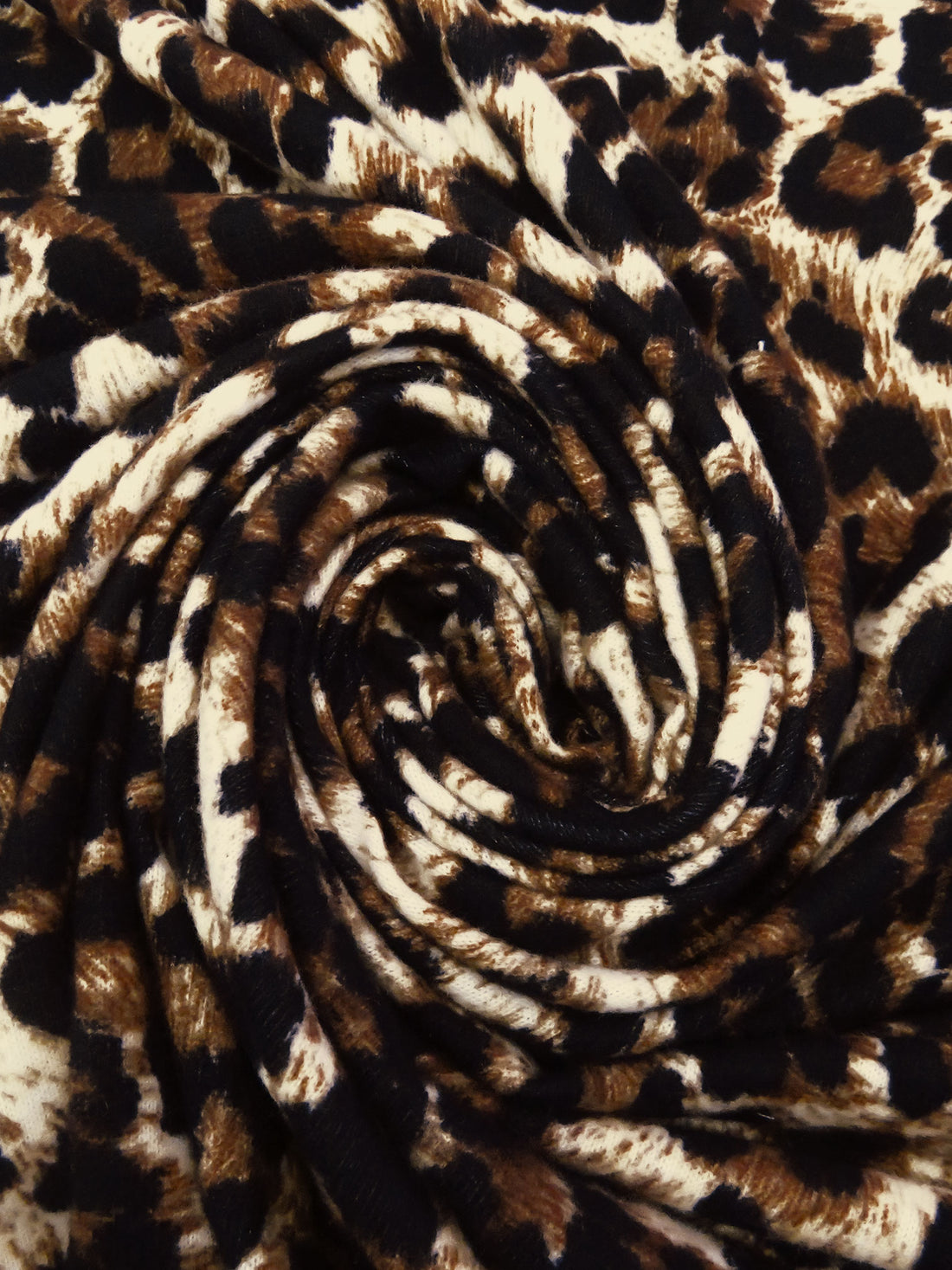 Black/Wheat/Chocolate Polyester/Lycra Animal Print Brushed Sweater Knit 58W