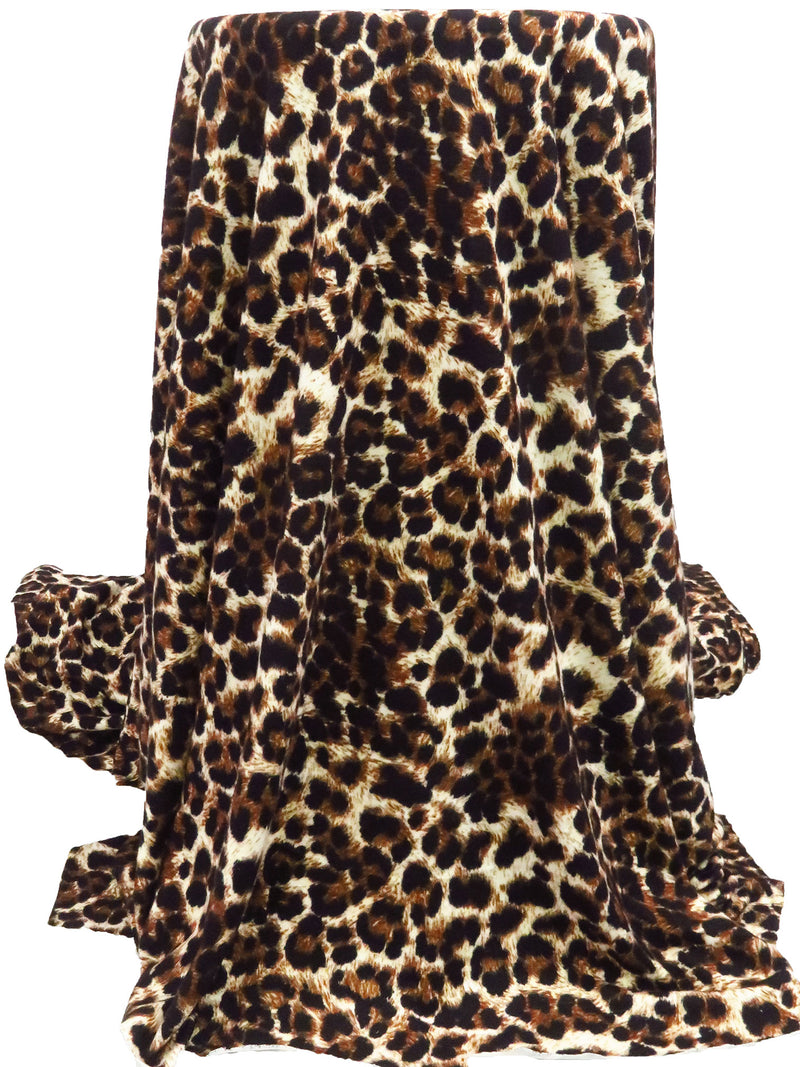 Black/Wheat/Chocolate Polyester/Lycra Animal Print Brushed Sweater Knit 58W