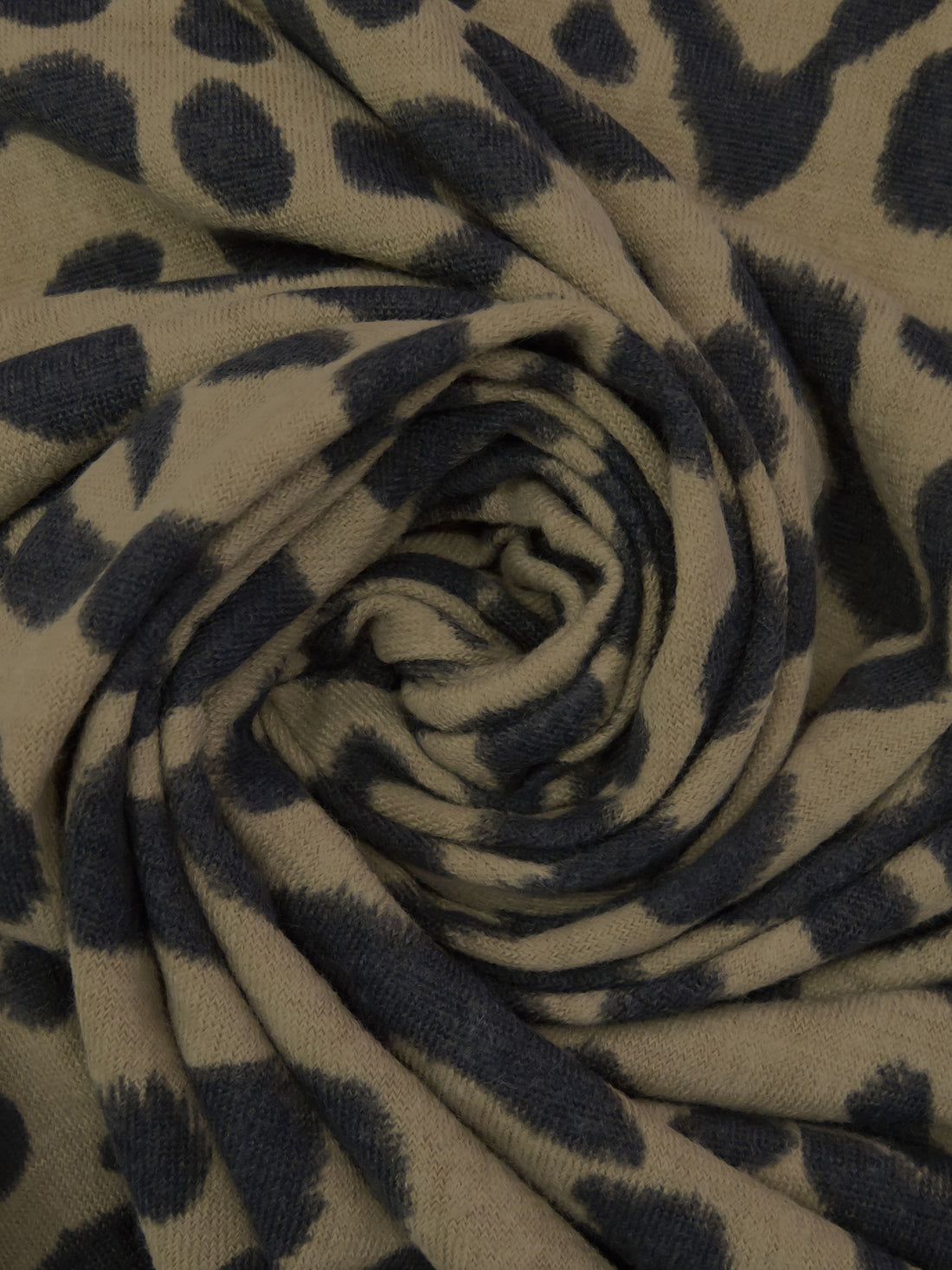 French Bistre/Dark Charcoal Gray Polyester/Lycra Animal Print Brushed Sweater Knit 60W