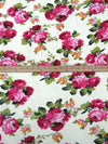 French Wine/Off-White/Pomelo/Multi Rayon/Lycra Floral Cluster Print Jersey Knit 58W