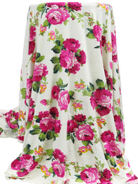 French Wine/Off-White/Pomelo/Multi Rayon/Lycra Floral Cluster Print Jersey Knit 58W