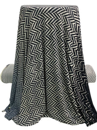 Slate Gray/Black/Off-White Polyester/Lycra Large Hazy Zig-Zag Print ITY Knit - Famous Dress Designer - 56W