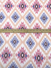 White/Blue Bell/Pink Peach/Multi Polyester/Lycra Tribal Print Sweater Knit 54W