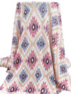 White/Blue Bell/Pink Peach/Multi Polyester/Lycra Tribal Print Sweater Knit 54W