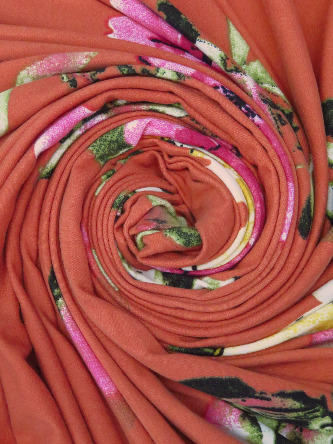 Terra Cotta/French Rose/Midnight Green/Multi Polyester/Lycra Large Floral Print Double Brushed Knit 58W