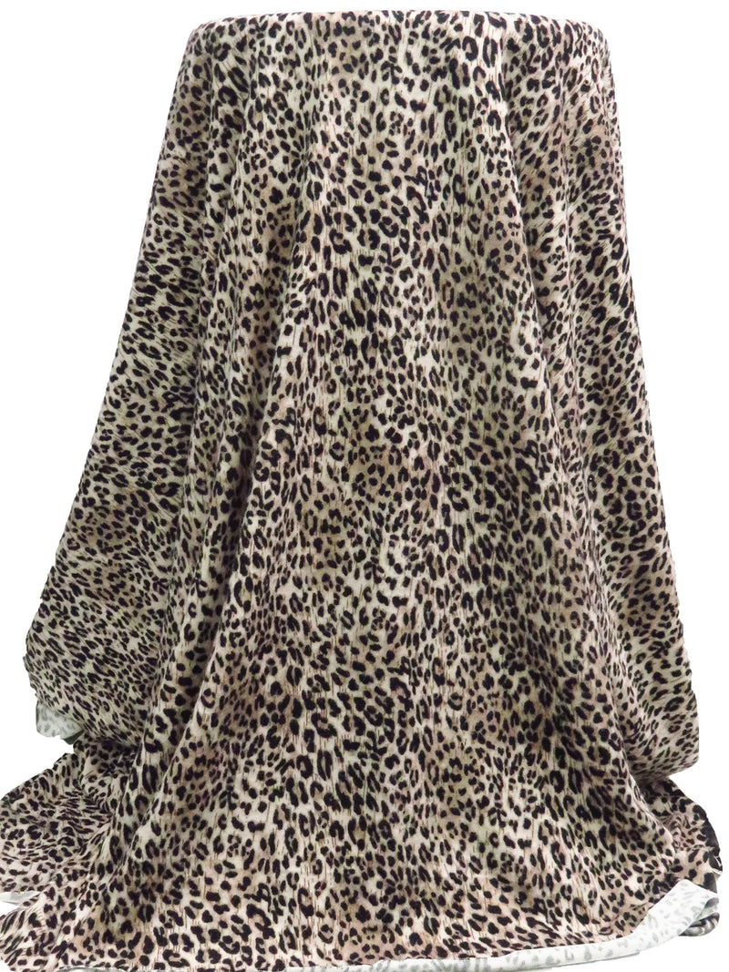 Umber/French Beige/Black/Multi Polyester/Lycra Small Animal Print Brushed Sweater Knit 56W