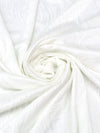 Daisy White Polyester/Lycra Abstract Meandering Waves Design Jacquard Double Knit - Famous Dress Designer - 56W