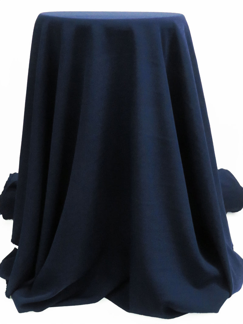 Navy Blue Polyester/Lycra Crepe Suiting - Famous Dress Designer - 54W