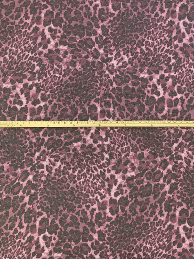 Frosted Rose/Dark Taupe/Cameo Pink Polyester/Rayon/Lycra Animal Print French Terry Knit 60W