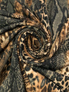 Pale Brown/Black/Off-White Polyester/Rayon/Lycra Multi Animal Print French Terry Knit 58W