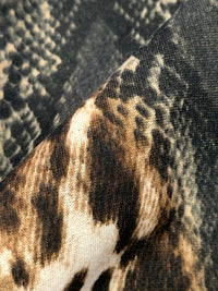 Pale Brown/Black/Off-White Polyester/Rayon/Lycra Multi Animal Print French Terry Knit 58W