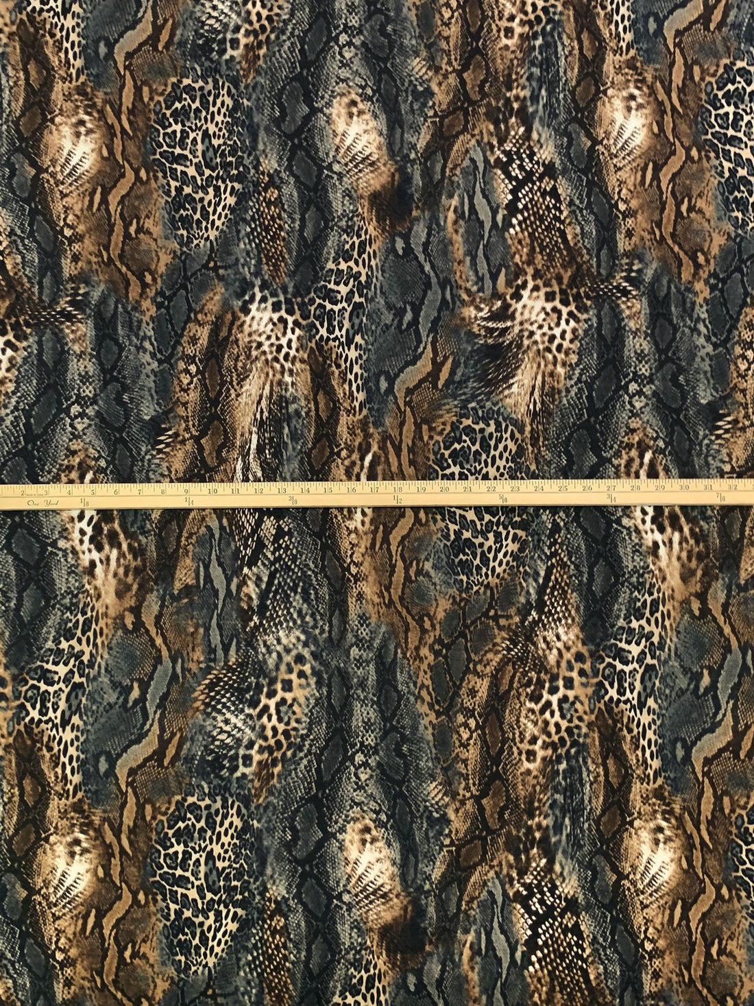 Pale Brown/Black/Off-White Polyester/Rayon/Lycra Multi Animal Print French Terry Knit 58W