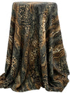 Pale Brown/Black/Off-White Polyester/Rayon/Lycra Multi Animal Print French Terry Knit 58W